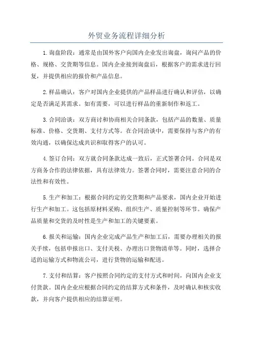 外贸业务流程详细分析