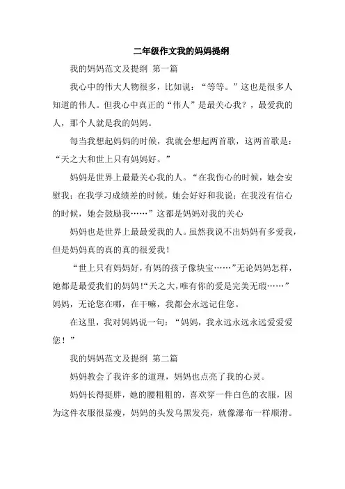 二年级作文我的妈妈提纲