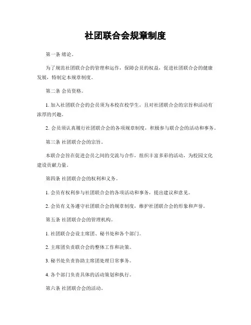 社团联合会规章制度
