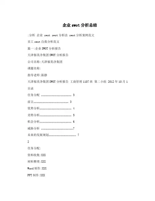 企业swot分析总结