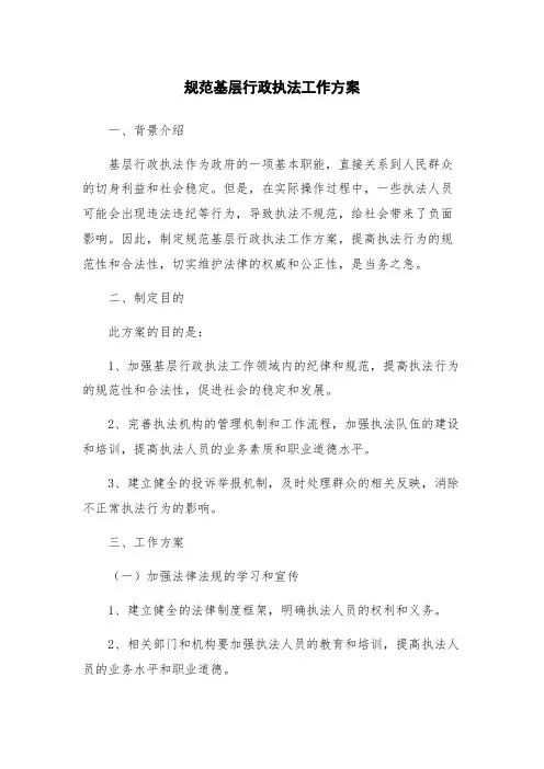 规范基层行政执法工作方案