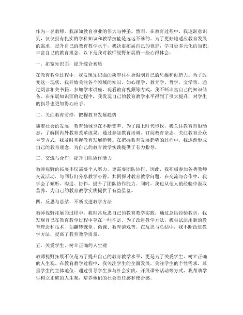 教师视野拓展心得体会