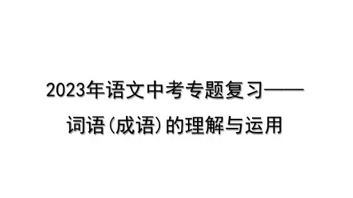2023年语文中考专题复习—— 词语(成语)的理解与运用 课件