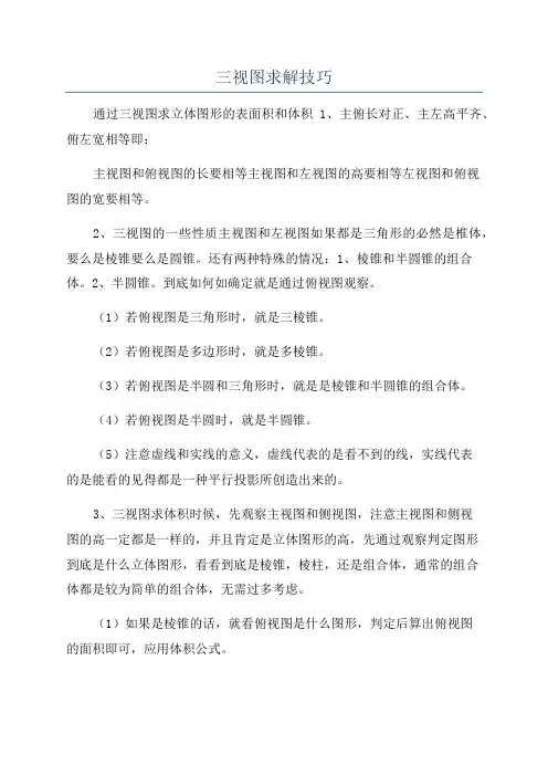三视图求解技巧