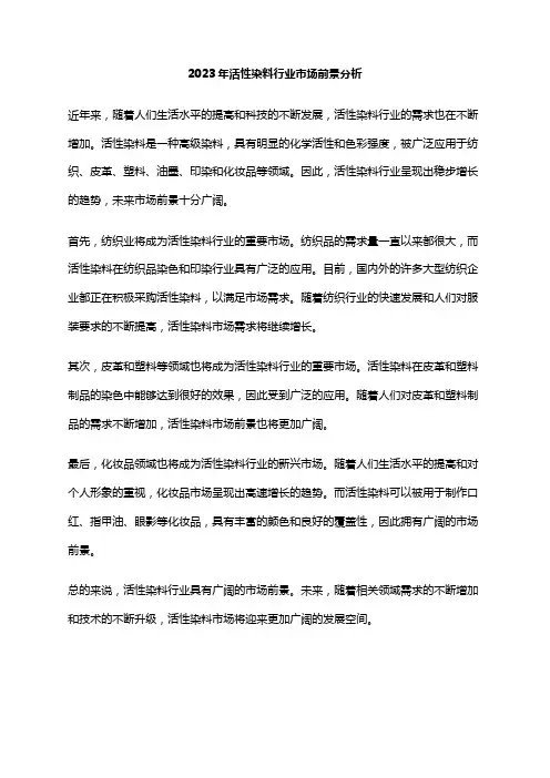 2023年活性染料行业市场前景分析