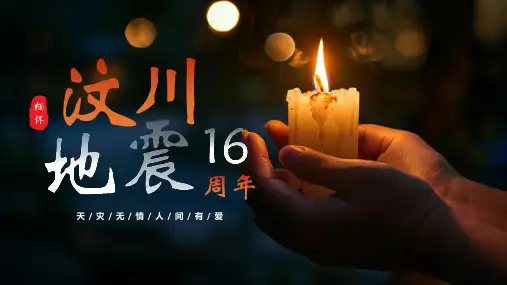 红色简约汶川地震16周年PPT