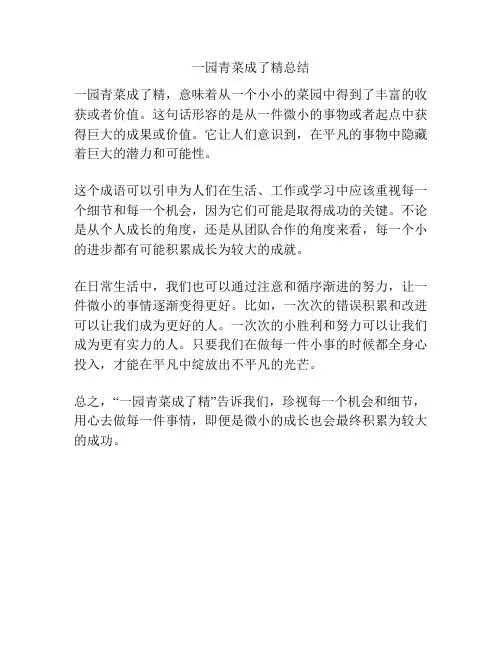 一园青菜成了精总结
