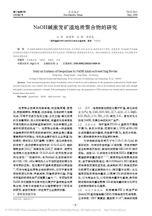 NaOH碱激发矿渣地质聚合物的研究
