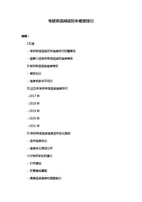 考研英语阅读历年难度排行