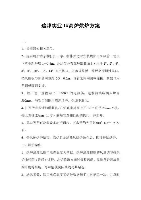 高炉烘炉方案