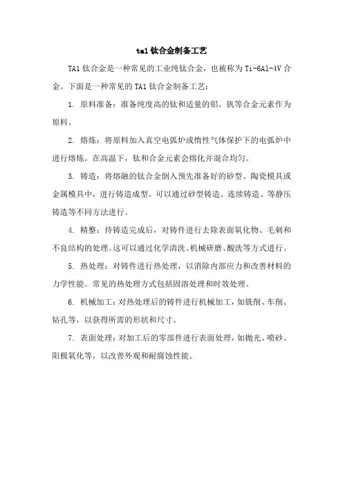 ta1钛合金制备工艺