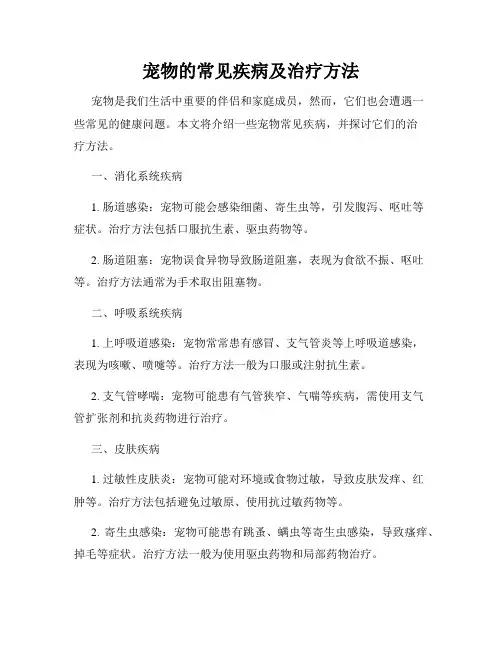 宠物的常见疾病及治疗方法