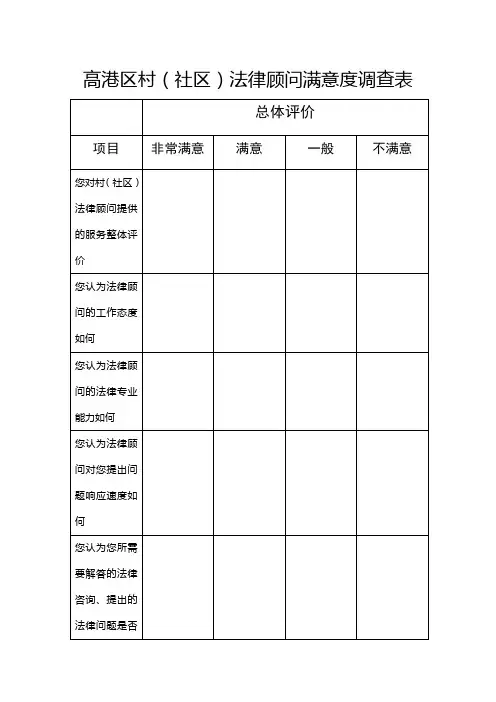 法律顾问满意度调查表