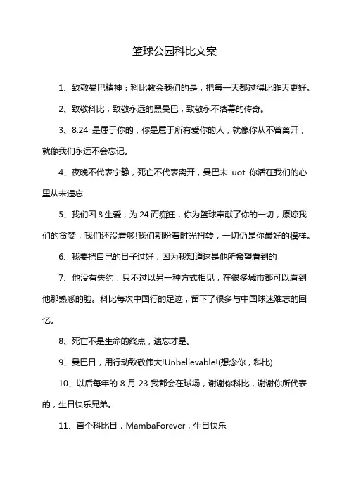 篮球公园科比文案