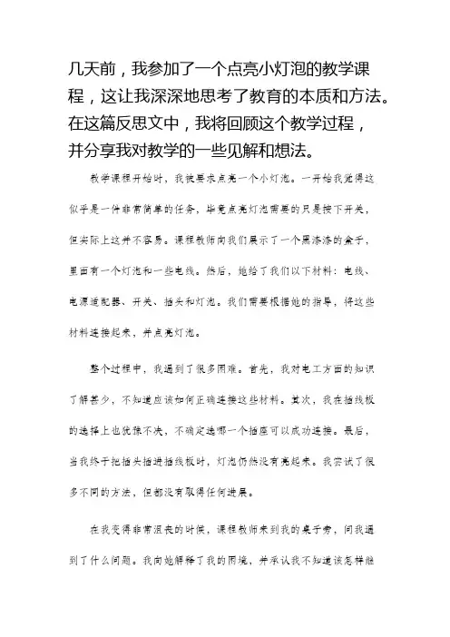 点亮小灯泡教学反思