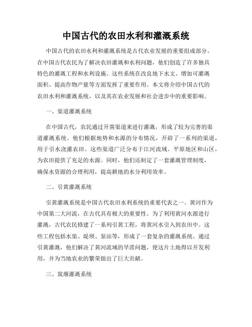中国古代的农田水利和灌溉系统