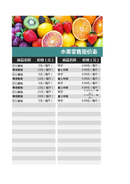 水果零售报价表