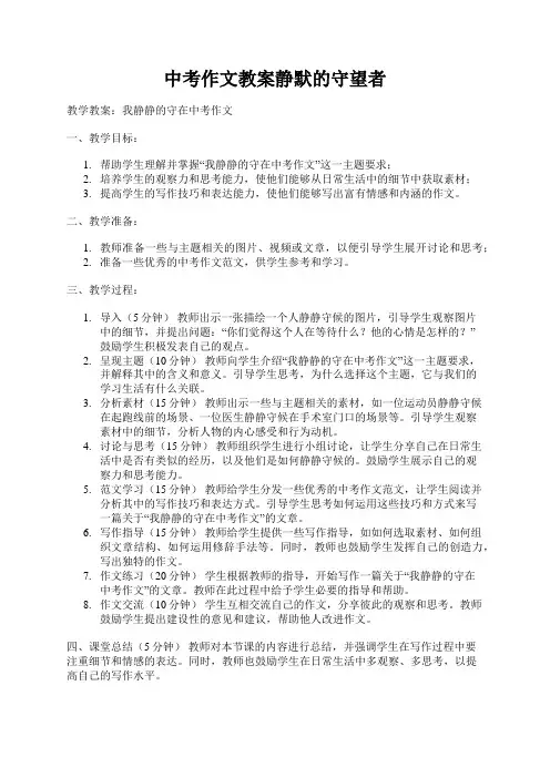 中考作文教案静默的守望者