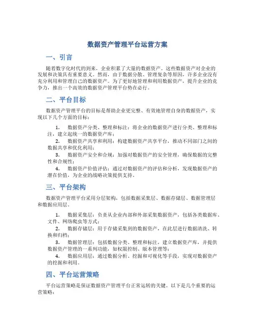 数据资产管理平台运营方案