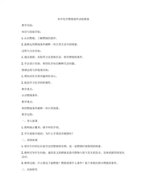 初中化学燃烧条件试验教案