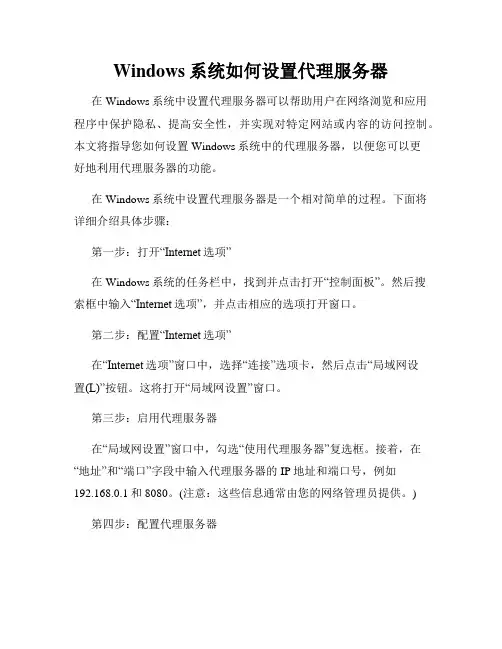 Windows系统如何设置代理服务器