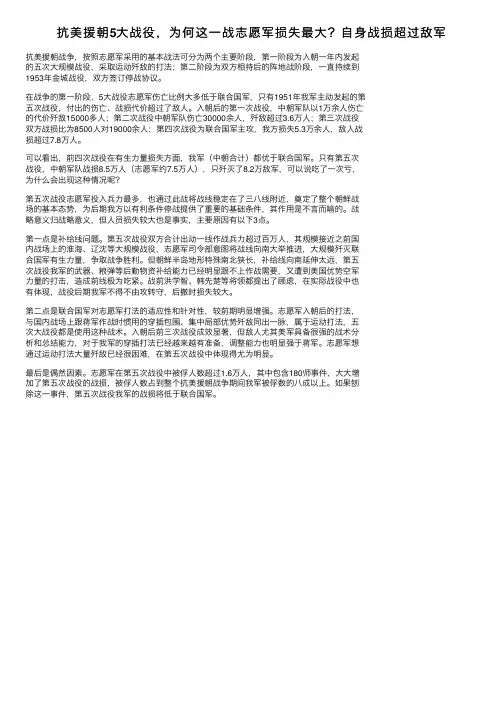抗美援朝5大战役，为何这一战志愿军损失最大？自身战损超过敌军