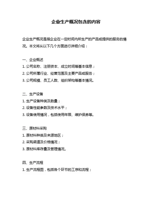 企业生产概况包含的内容