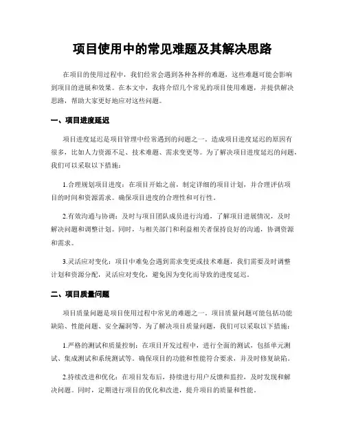 项目使用中的常见难题及其解决思路
