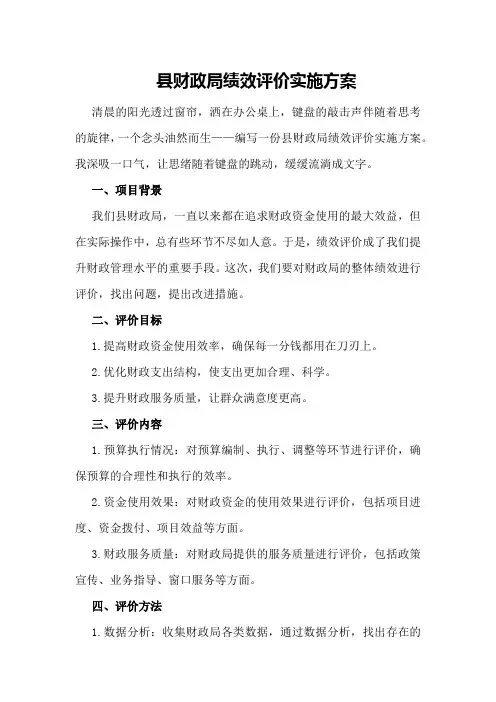 XX县财政局绩效评价实施方案