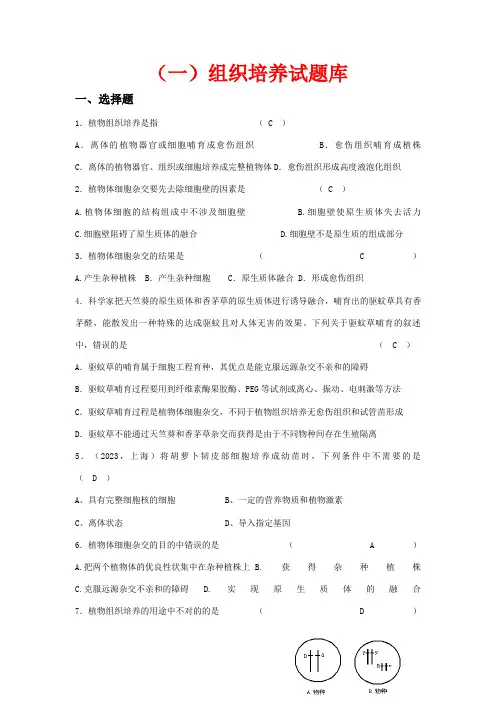 2023年组织培养试题库