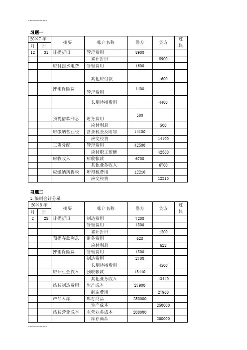(整理)基础会计主编孙峥上海财经大学出版社第八章答案