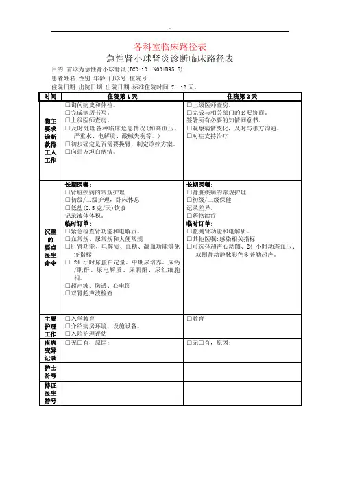 各科临床-路径表单-全集