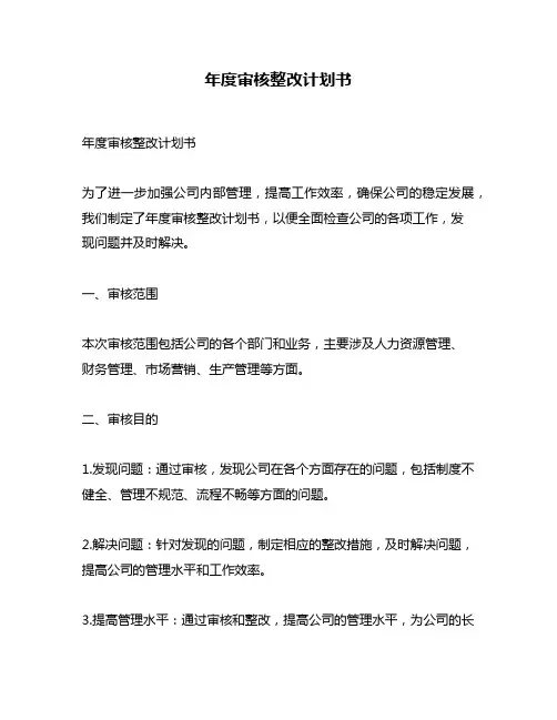 年度审核整改计划书