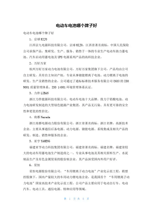 电动车电池哪个牌子好
