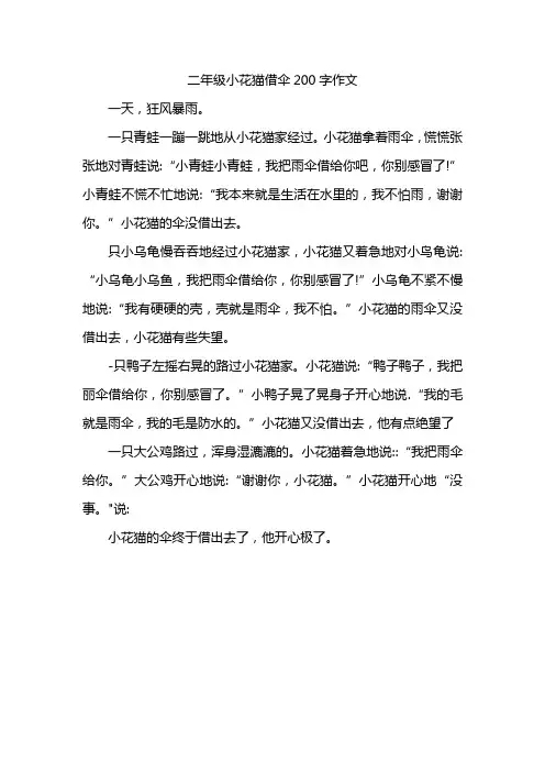 二年级小花猫借伞200字作文