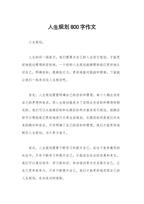 人生规划800字作文