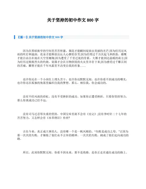 关于坚持的初中作文800字