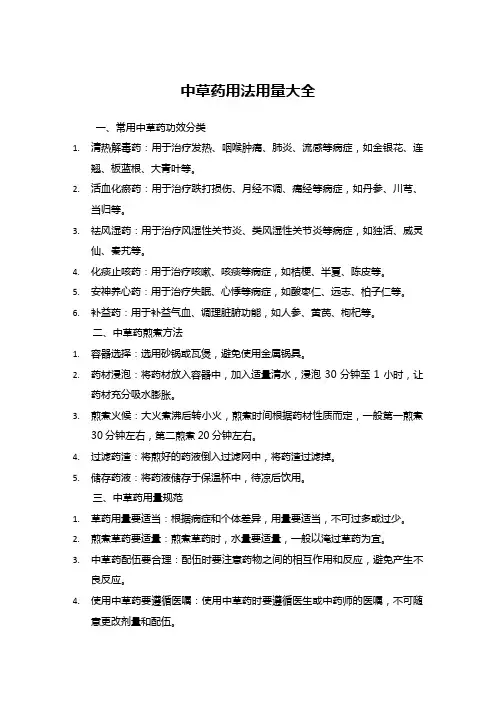 中草药用法用量大全