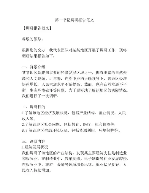 第一书记调研报告范文