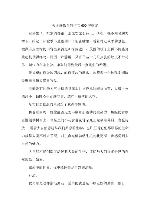 关于感悟自然作文600字范文