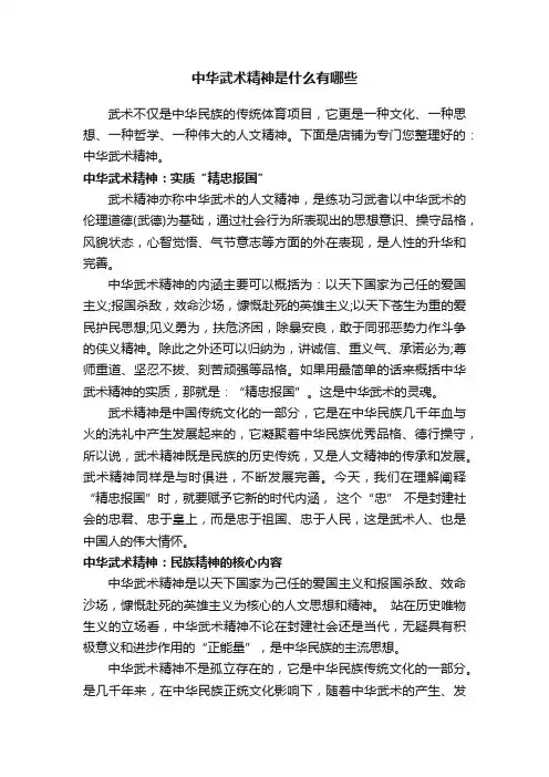 中华武术精神是什么有哪些