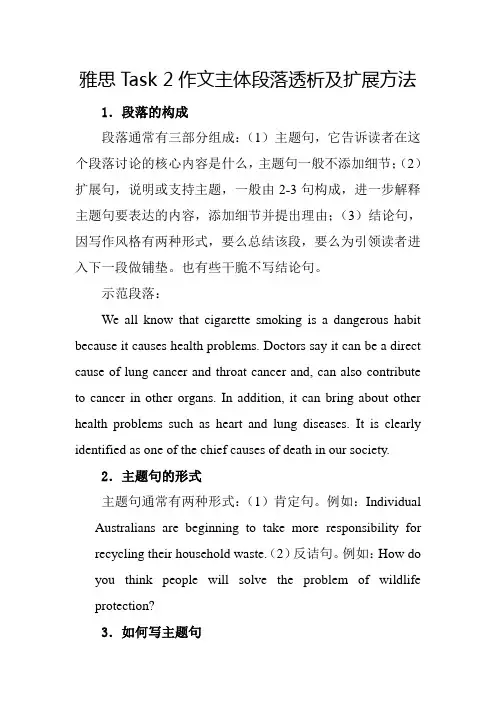 雅思Task 2作文主体段落透析及扩展方法