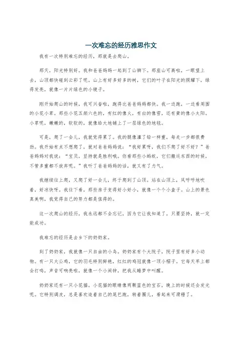 一次难忘的经历雅思作文