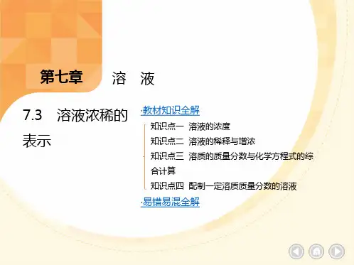 7.3 溶液浓稀的表示习题课件---2023-2024学年九年级化学科粤版(2012)下册
