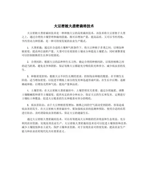 大豆密植大垄密栽培技术