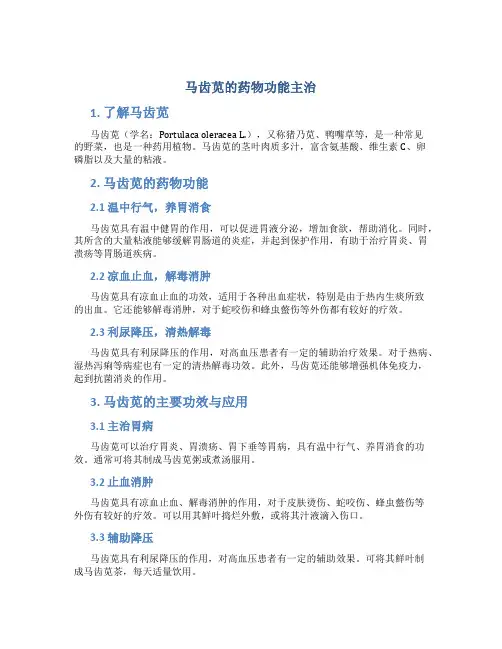 马齿苋的药物功能主治