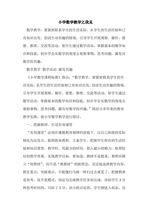 小学数学教学之我见[论文]