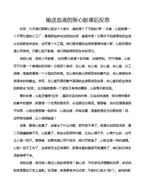 输送血液的泵心脏课后反思