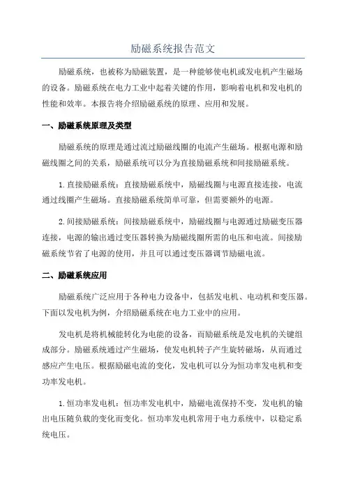 励磁系统报告范文