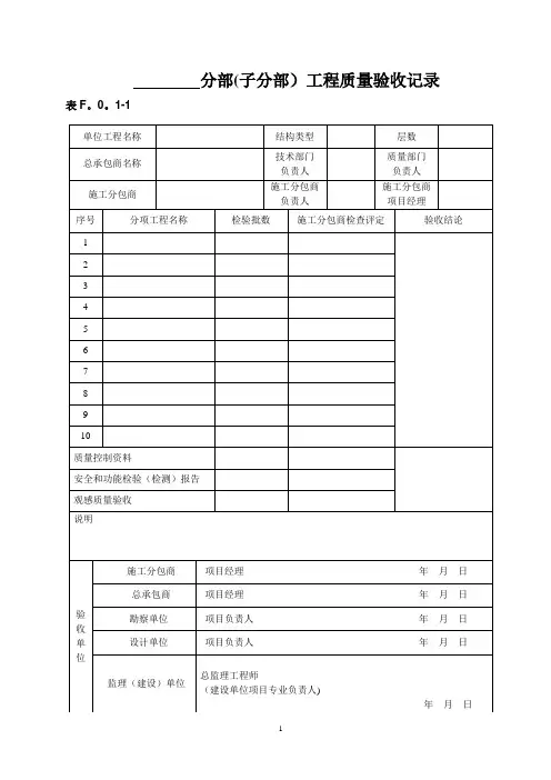 主体结构检验批质量验收记录【范本模板】